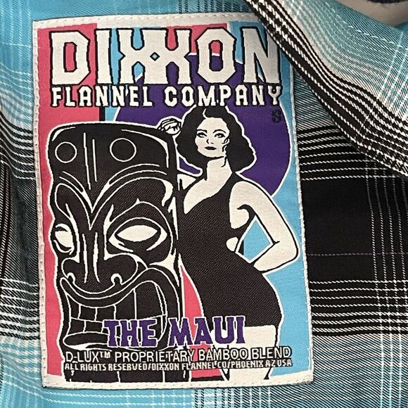 Dixxon The Maui Shirt Blue Plaid Bamboo Short Sleeve Country Western Size Small - Picture 3 of 9